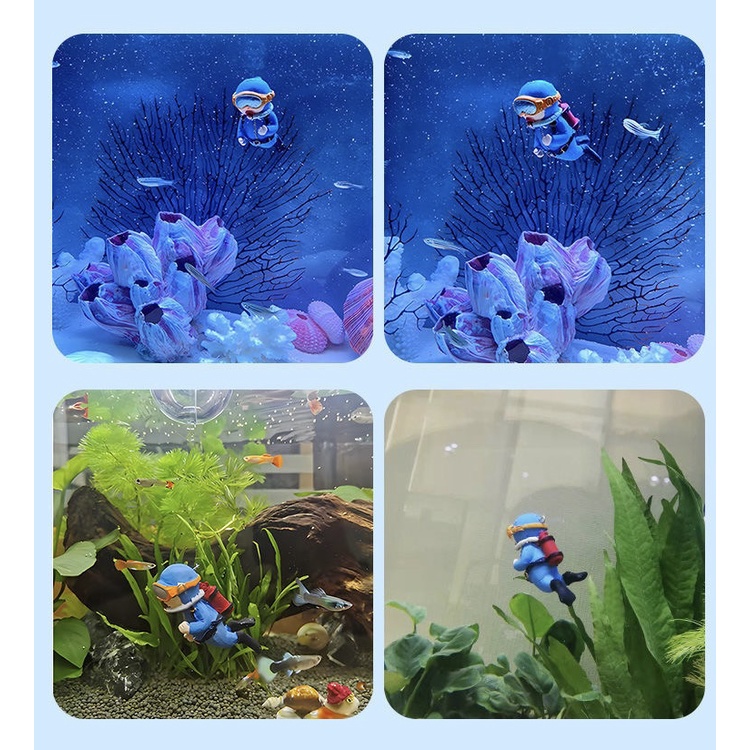Mô hình đồ chơi thả bể cá, mô hình songoku, thợ lặn trang trí hồ cá nổi Master Kids
