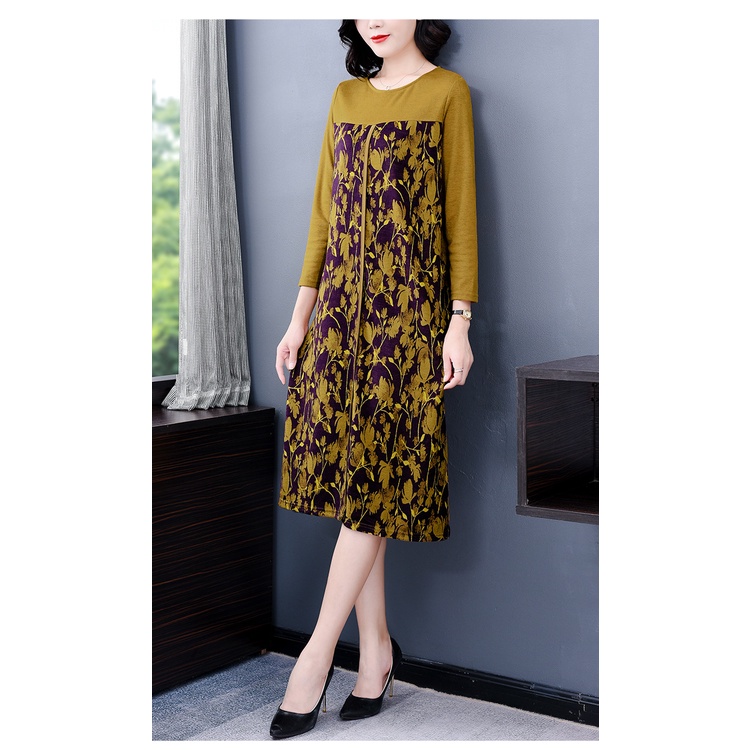 Đầm suông thu đông cho phụ nữ tuổi trung niên