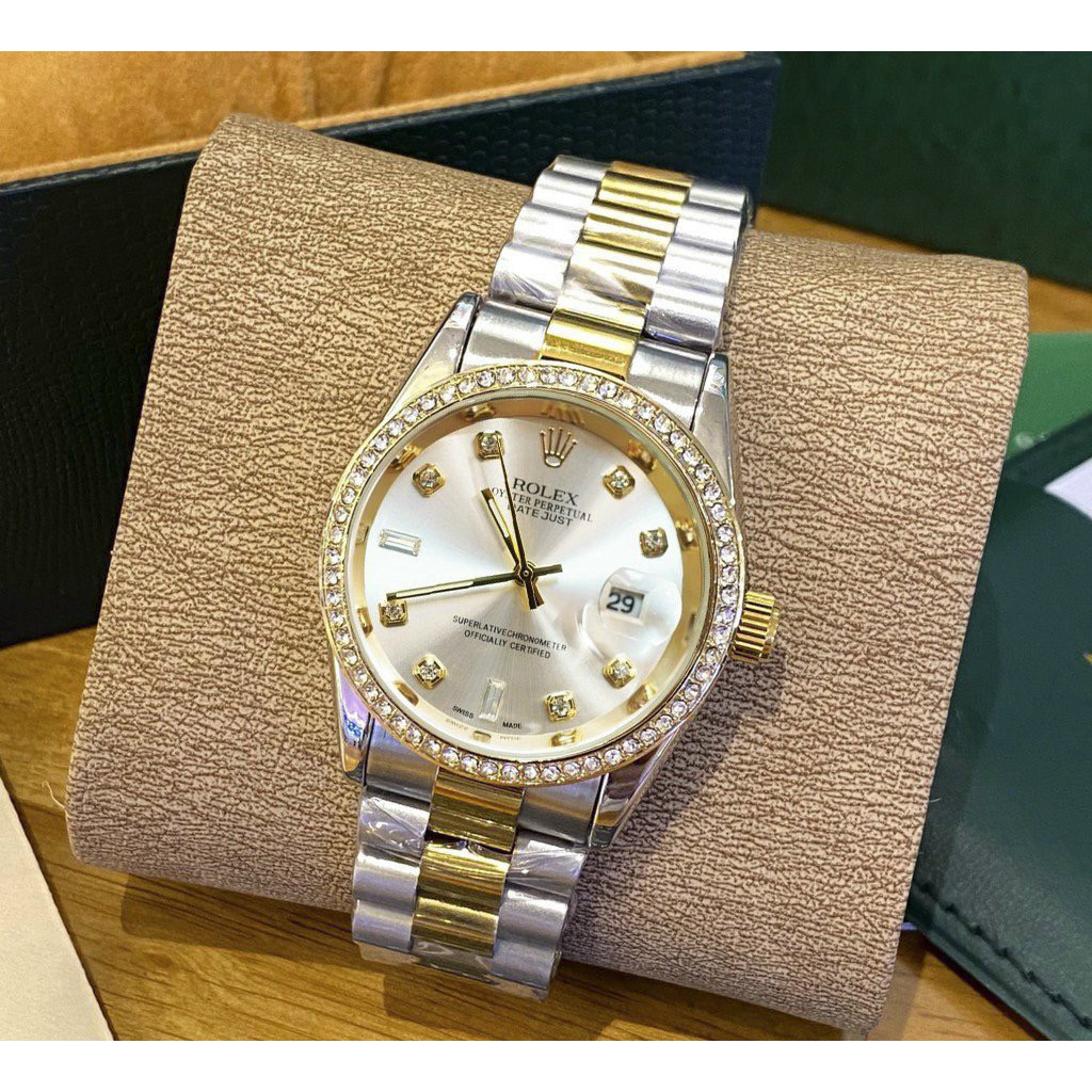 [Fullboxx 1 1] Đồng hồ nam Rolex - viền đá dây kim loại chống nước - Tokyo thumbnail