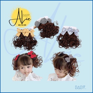 Set 2 kẹp Tóc giả Alie Baby Kẹp tóc uốn xoăn kẹp nơ cho bé