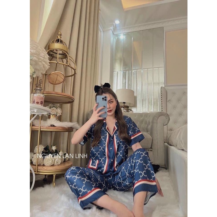 [Mã 44FASHIONSALE1 giảm 10K đơn 50K] Bộ Pijama Quần Dài - Áo cộc ; Chất Vải Lụa Latin mềm min, mát