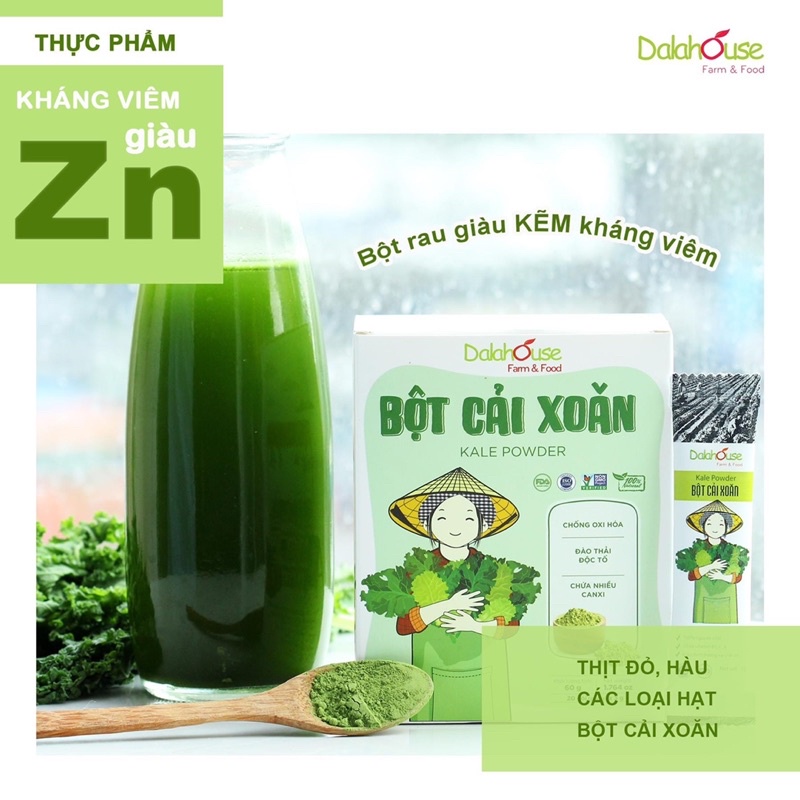 Combo bột rau xanh Dalahouse (hộp 20 gói x 3g) (kale, lúa mì, bó xôi, cần tây)