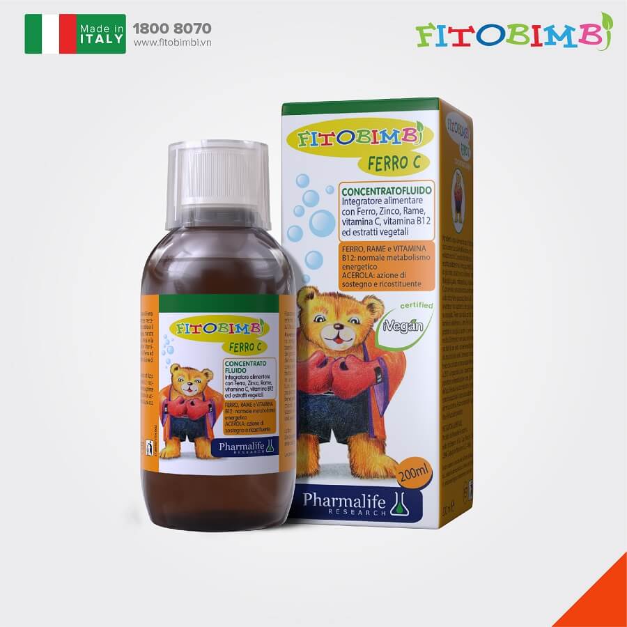 Ferro C của Fitobimbi giúp Bé Bổ sung sắt, Vitamin C, kẽm cho bé, tăng đề kháng, nhập khẩu từ Ý