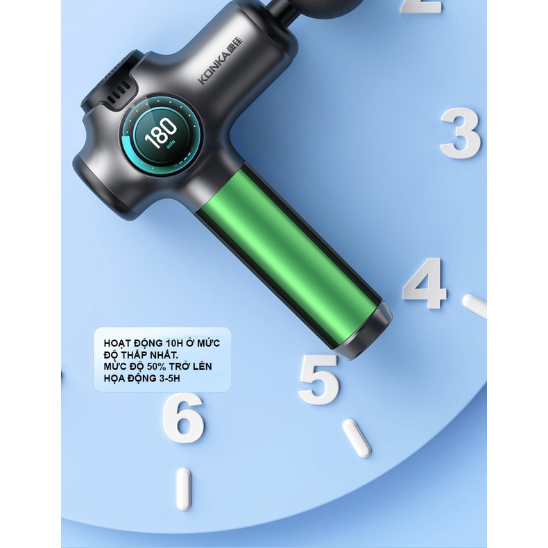 Máy massage cầm tay booster KONKA F3 sự dụng 8 đầu 99 cấp độ rung giúp bạn mát xa giảm đau, thư giãn toàn thân