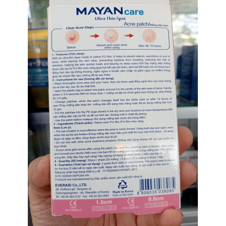 ✅ [Chính Hãng] Miếng dán mụn MAYAN care Ultra Thin Spot (Hộp 24 miếng 0.8cm-1.0cm)
