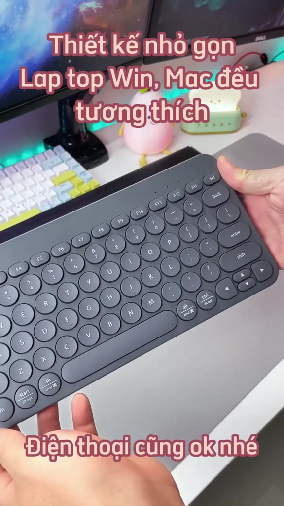 Bàn phím không dây mini RF702 kết nối 2 chế độ USB2.4ghz/Bluetooth tích hợp pin sạc thiết kế mỏng đẹp nhỏ gọn | BigBuy360 - bigbuy360.vn