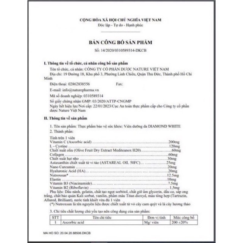 Diamond white viên uống trắng da mẫu mới 2020 | BigBuy360 - bigbuy360.vn