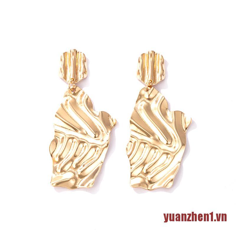 ZHEN Geometric Flowers Gold Dangle Earrings for Women Luxury Leaf Earrings Jewe