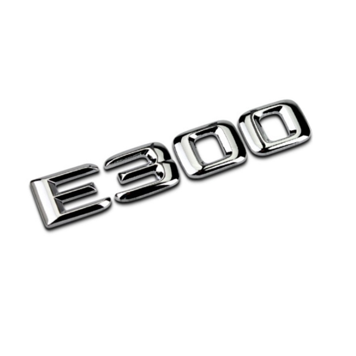 Decal tem chữ Inox dán đuôi xe ô tô Mercedess E200 và E300 - HÀNG CÓ SẴN