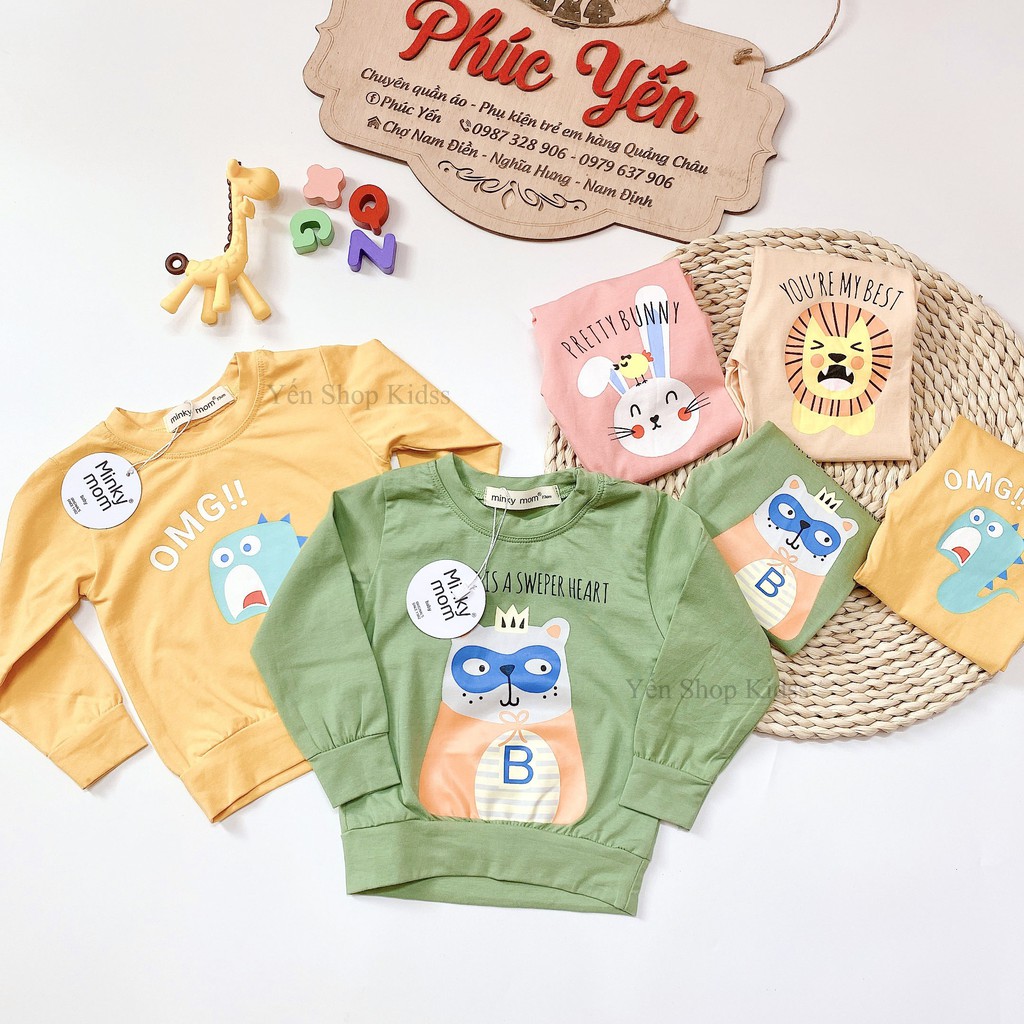 Sale !!! Bộ Dài Tay Minky Mom Cotton 100 % Họa Tiết Động Vật Sư Tử -Chữ Cho Bé_Super Sale (7-19kg) (1305)