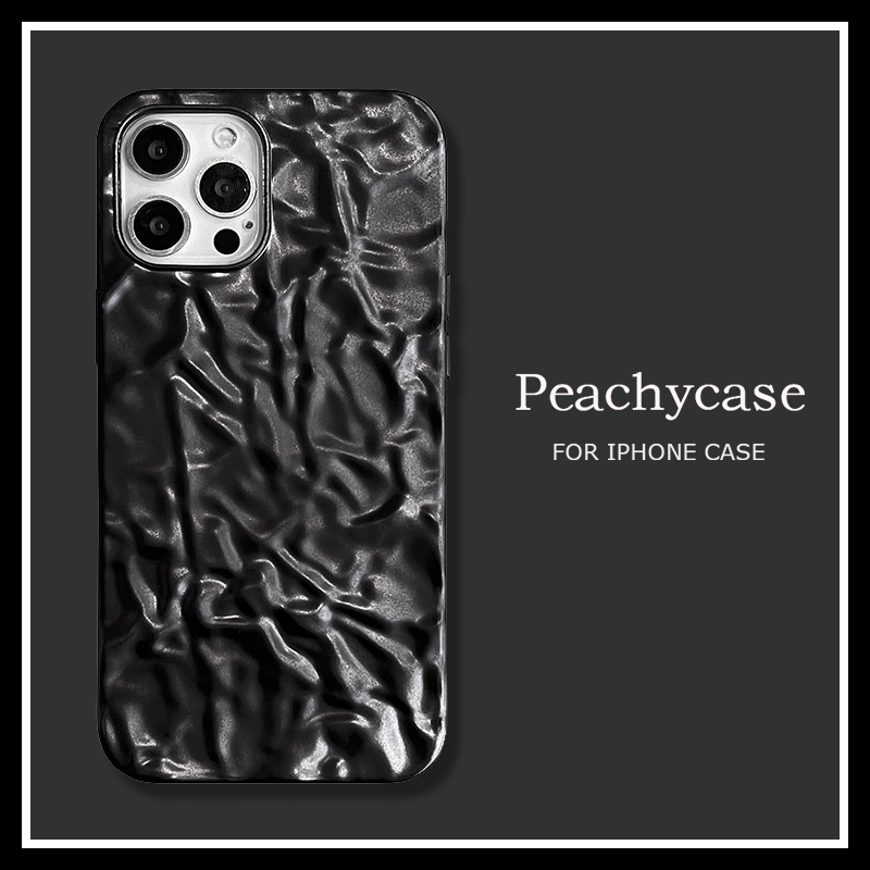 Ốp Điện Thoại tpu Dẻo Màu Đen In Hình Nếp Nhăn Cổ Điển Sáng Tạo Cho iphone 15 13 14 11 12 pro max xr xs max 7 8plus