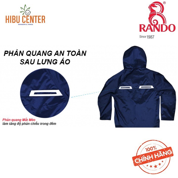 Áo Mưa Bộ Cao Cấp RANDO A+ Phản Quang Sau Lưng + Kèm Nón Xoay Tiện Lợi | Hibucenter