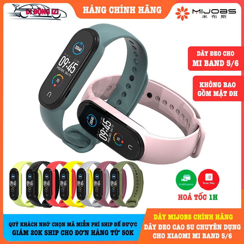 Dây Deo Cao Su Cho Mi Band 5/6 Mijobs Chính Hãng - Chuyên Dụng, Cao Cấp, Mềm Mại