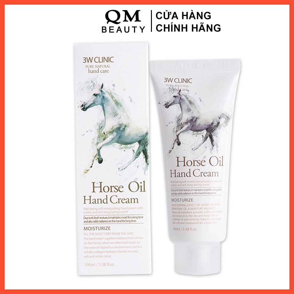 Kem dưỡng da tay 3W Clinic Horse Oil Hand Cream 100ml Hàn Quốc - QM Beauty