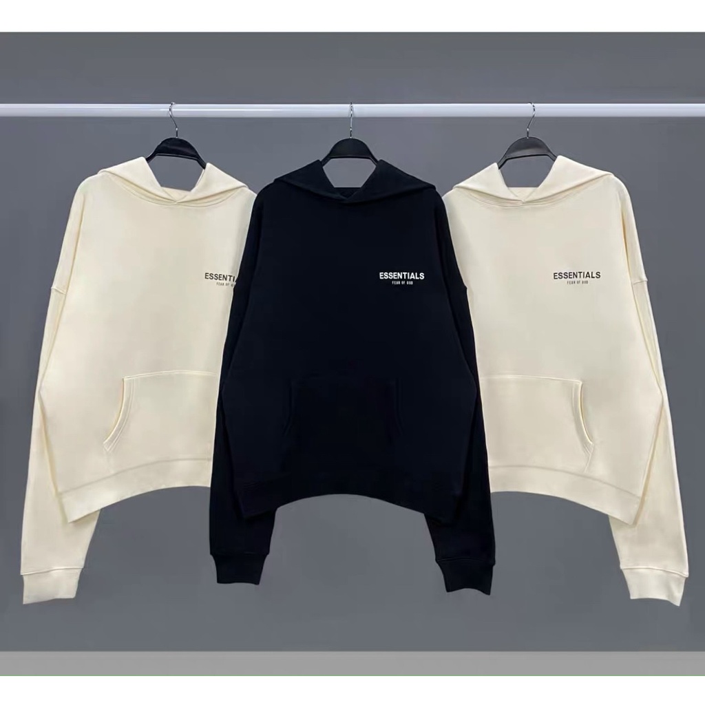 Áo hoodie Essentials kiểu mới sành điệu, logo thêu cực chất, lưng in sao 5 cánh phong cách unisex