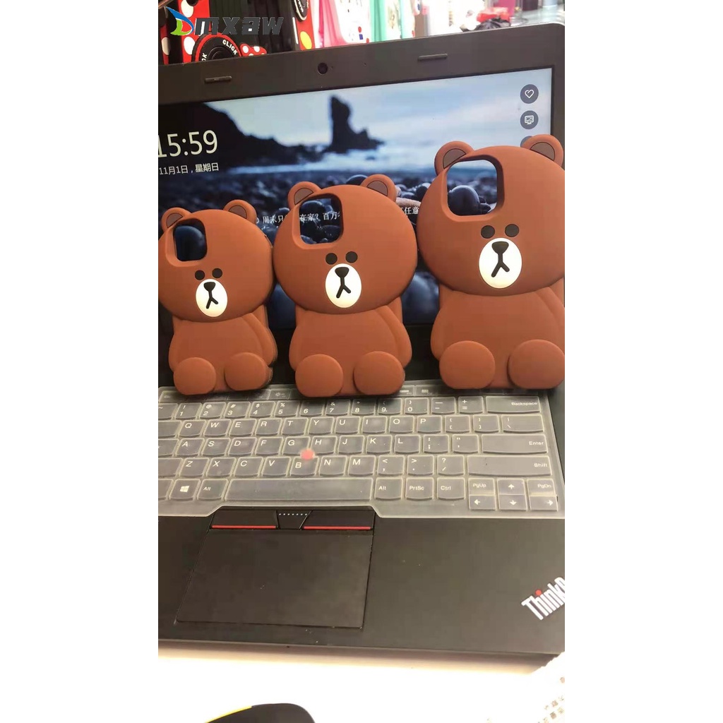 ◑Ốp Điện Thoại Mềm Hình Gấu Nâu Hàn Quốc Cho iPhone 13 12 Pro Max Mini 11 Pro Max X 7 8 6 Plus 5 5s SE