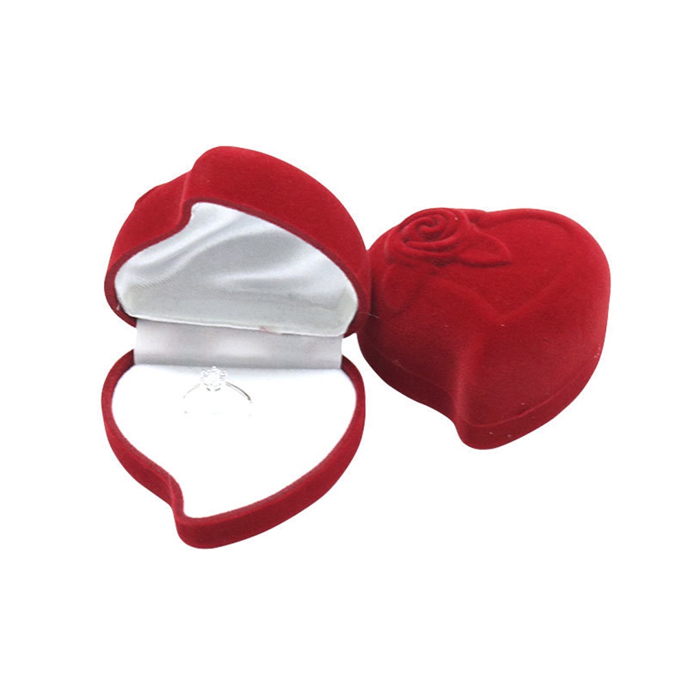 Hộp Đựng Nhẫn Hình Trái Tim / Hoa Hồng / Dâu Tây Màu Đỏ Dùng Làm Quà Tặng Valentine