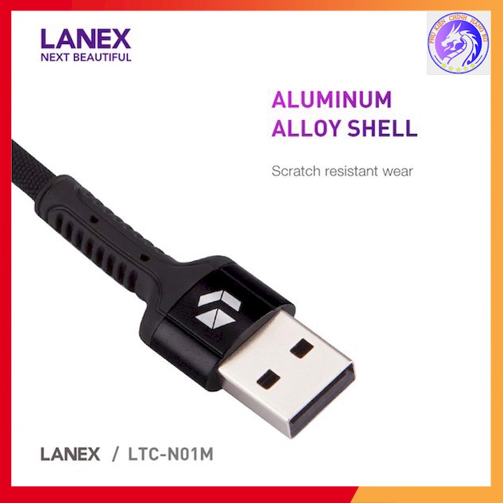CÁP SẠC NHANH DÂY DÙ MICRO USB 2.4A LANEX LTC-N01M - DÀI 1.2M
