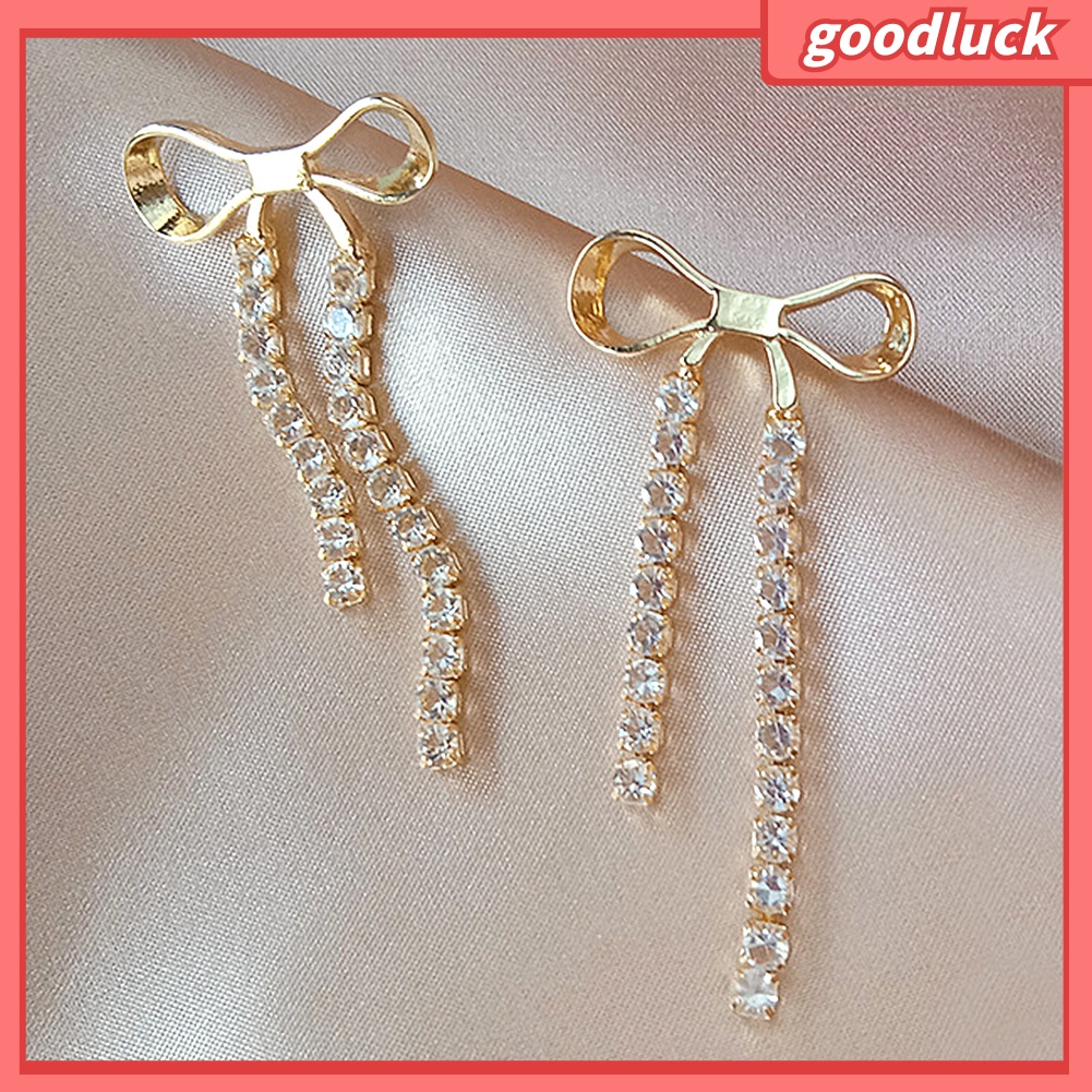 Đôi Bông Tai Dáng Dài Phối Nơ Xinh Xắn Thời Trang Cho Nữ