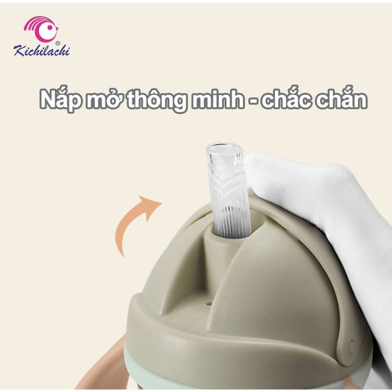 Bình tập hút cho bé, bình nước cho bé kichilachi, công nghệ nhật bản, an toàn, thiết kế mới giúp bé tập hút tốt hơn