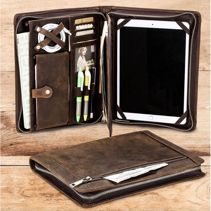 Túi xách  Đựng Tài Liệu, IPAD Da Bò Sáp cao cấp  Handmade Vintage Leather Padfolio