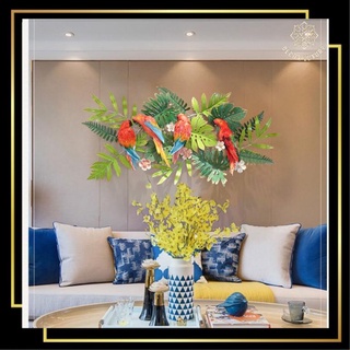 Decor phòng khách, ngủ, tranh sắt treo tường, tranh decor vẹt Mã 2130