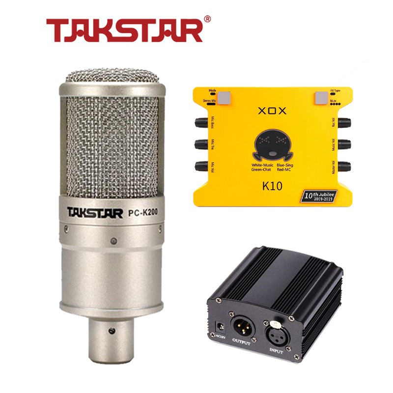 Combo mic thu âm chuyên nghiệp - Micro Takstar PC K200, Soundcard K10 [BH 1 NĂM]