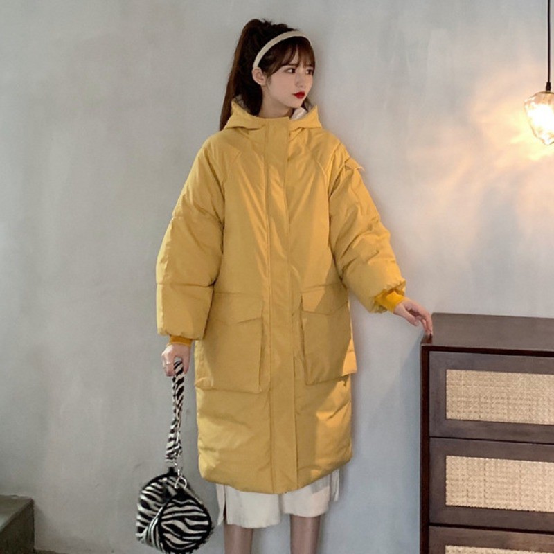 Order | Áo khoác phao dáng dài có mũ (sẵn trắng, M) | BigBuy360 - bigbuy360.vn