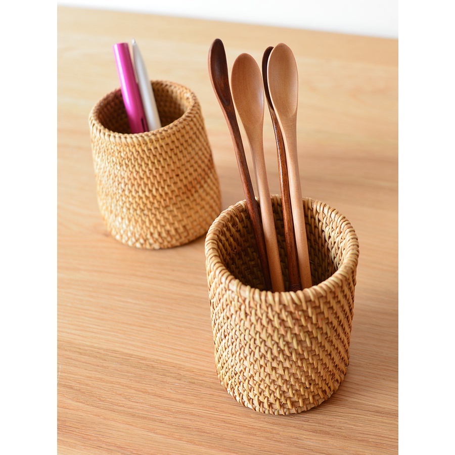 Đựng bút để bàn mây tre đan Việt Nam BAMBOOO ECO đựng đũa thìa các vật dụng nhỏ để trên bàn làm việc tủ trên nhà bếp