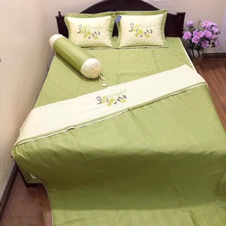 Set Chăn Ga Cưới 7 Món Satin Cao Cấp