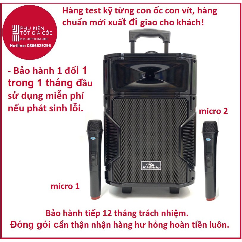 Loa kẹo kéo 2 micro,loa karaoke 2 micro k108 bass 25cm Tặng kèm 2 micro tiện lợi song ca sum họp ngày tết