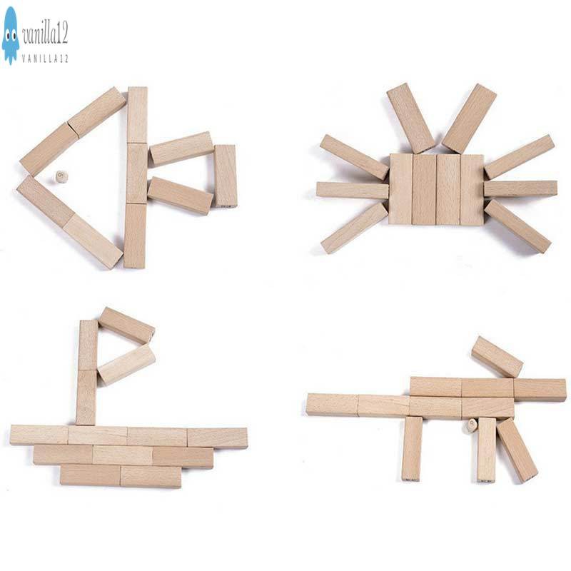 2016 New 54pcs/Pack Wooden Tower Wood Building Blocks Toy Domino Stacker Educational Jenga Game Gift