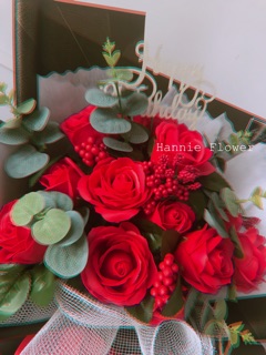 [Hannie Flower] Bó hoa sáp phối bi đỏ