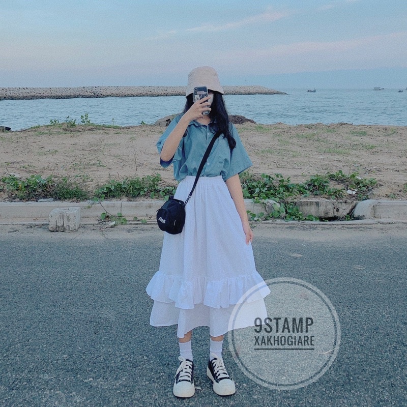 Chân váy dài ulzzang bèo tầng