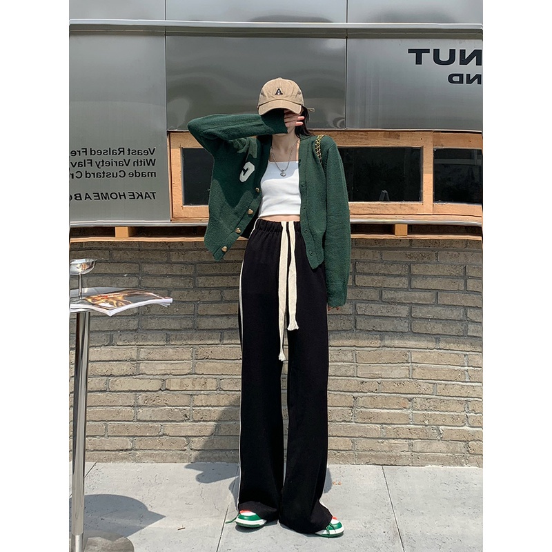 Porozi  Quần dài thể thao  ống rộng phong cách Hàn Quốc