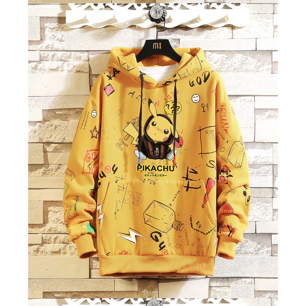 Áo Hoodie pikachu chất nỉ mềm mịn ôm body nam đẹp - HD80