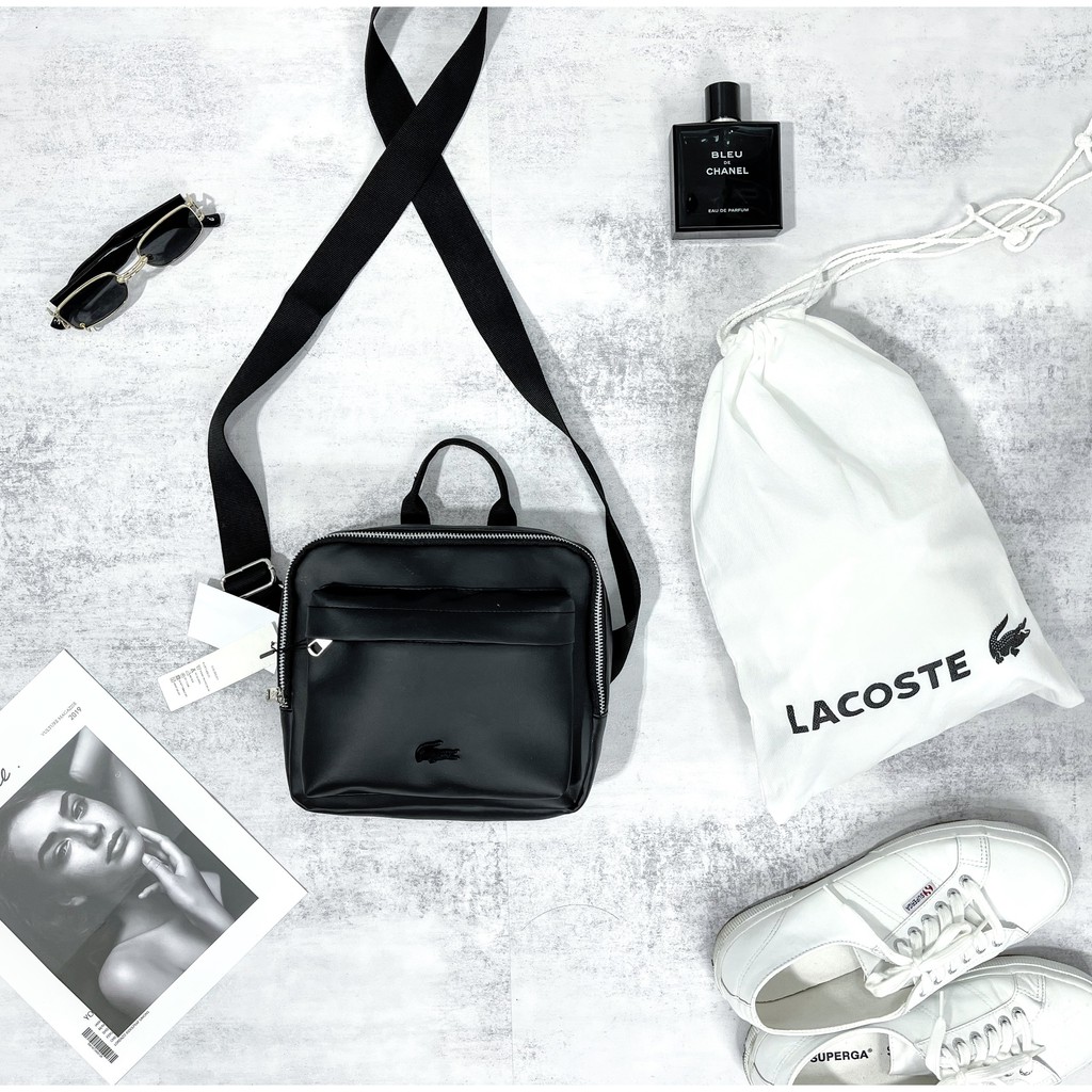 [BAO ĐỔI TRẢ] Túi chéo [LACOSTE] [FREESHIP] chất liệu da simili cty, nhiều ngăn tiện lợi