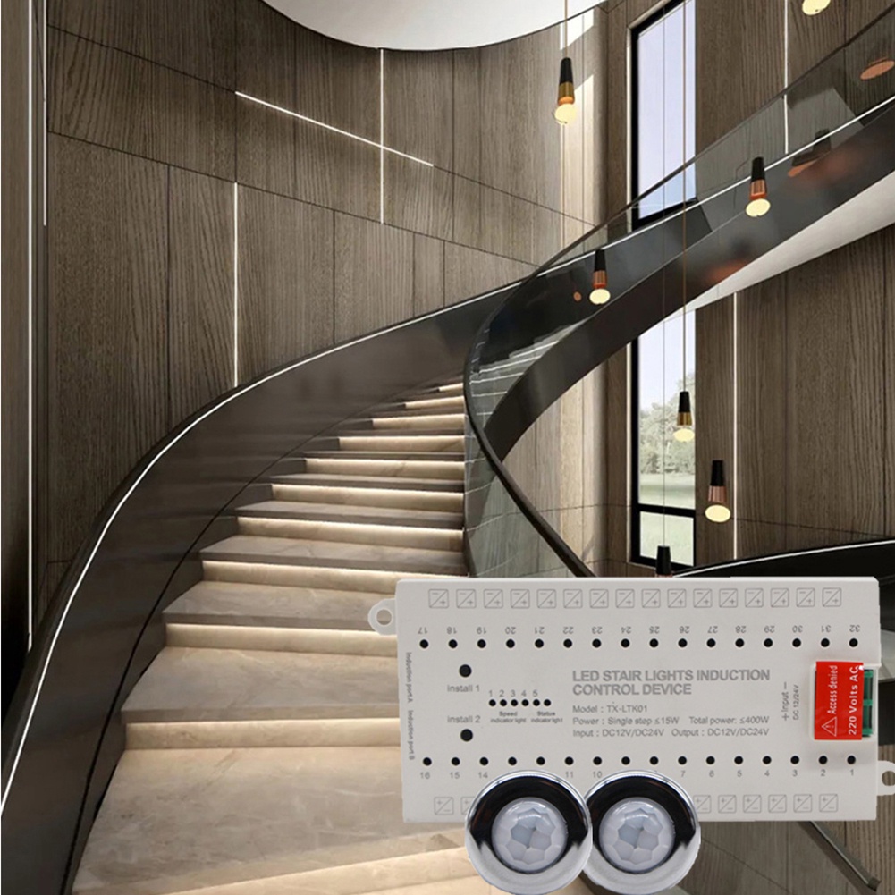 Bộ Điều Khiển Đèn LED Cầu Thang Cảm Biến Chuyển Động 12V 32 Kênh Mới