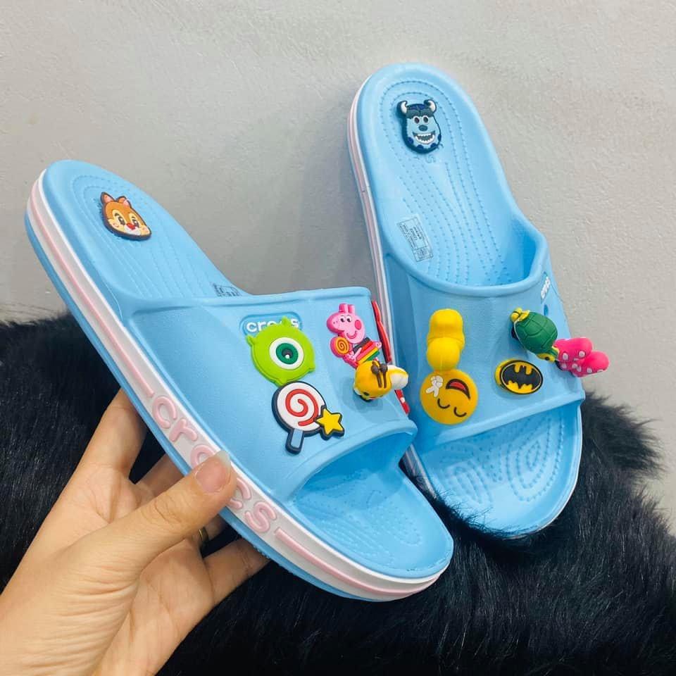 Dép lê baya quai ngang, dép lê crocs nhiều màu siêu tiện lợi, đi mưa thoải mái, tặng kèm 12 sticker