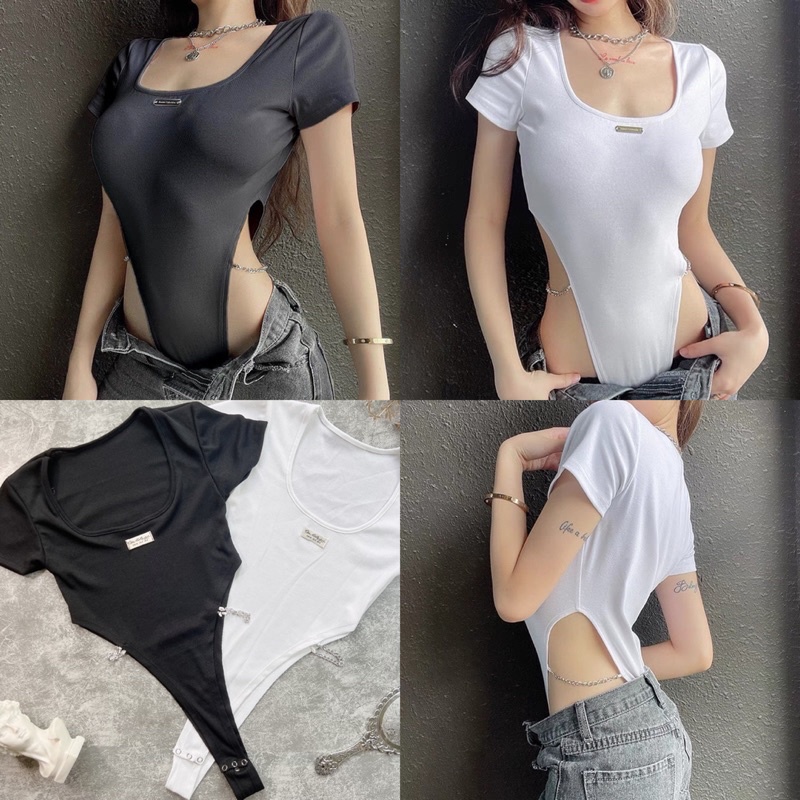Áo BODYSUIT Thêu Tag Phối Dây Cá Tính