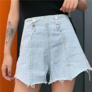 Quần Short Chữ A, Short Jean Nữ Cạp Cao