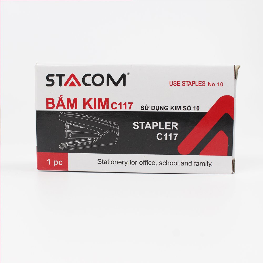 [Mua 1 tặng 1] Bấm kim 10 thân nhựa 16 tờ  STACOM/C117 tặng kèm hộp kim số 10