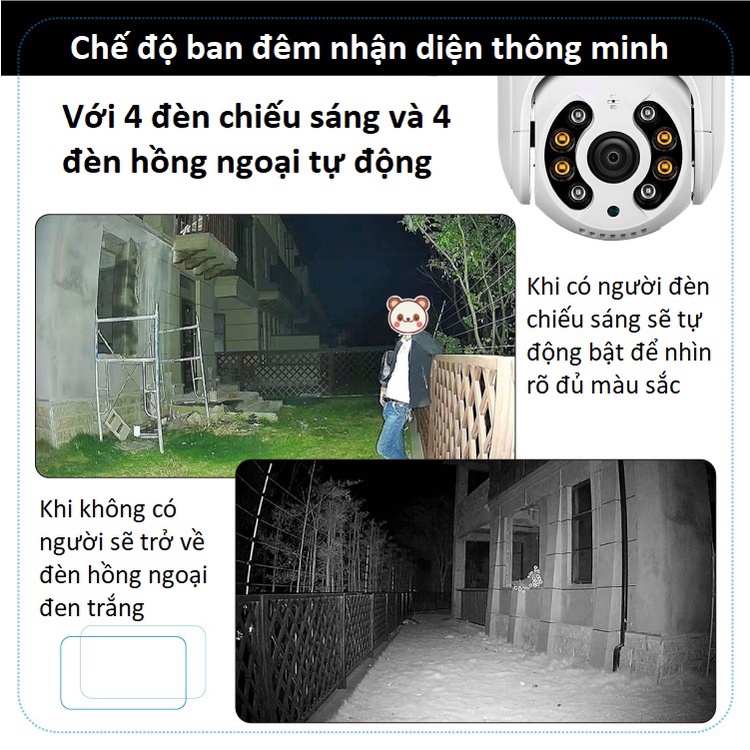 Camera wifi ngoài trời ICSEE 5Mpx,PTZ Onvif,ban đêm có màu,đàm thoại 2 chiều,giám sát chuyển động,chống nước,xoay 360 độ