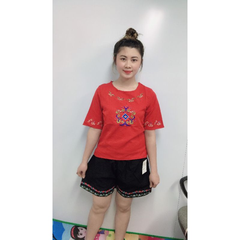 Quần đùi đũi cạp chun ❤️SALE ❤️ Quần đùi nữ thêu họa tiêt mềm mịn thoáng mát | BigBuy360 - bigbuy360.vn
