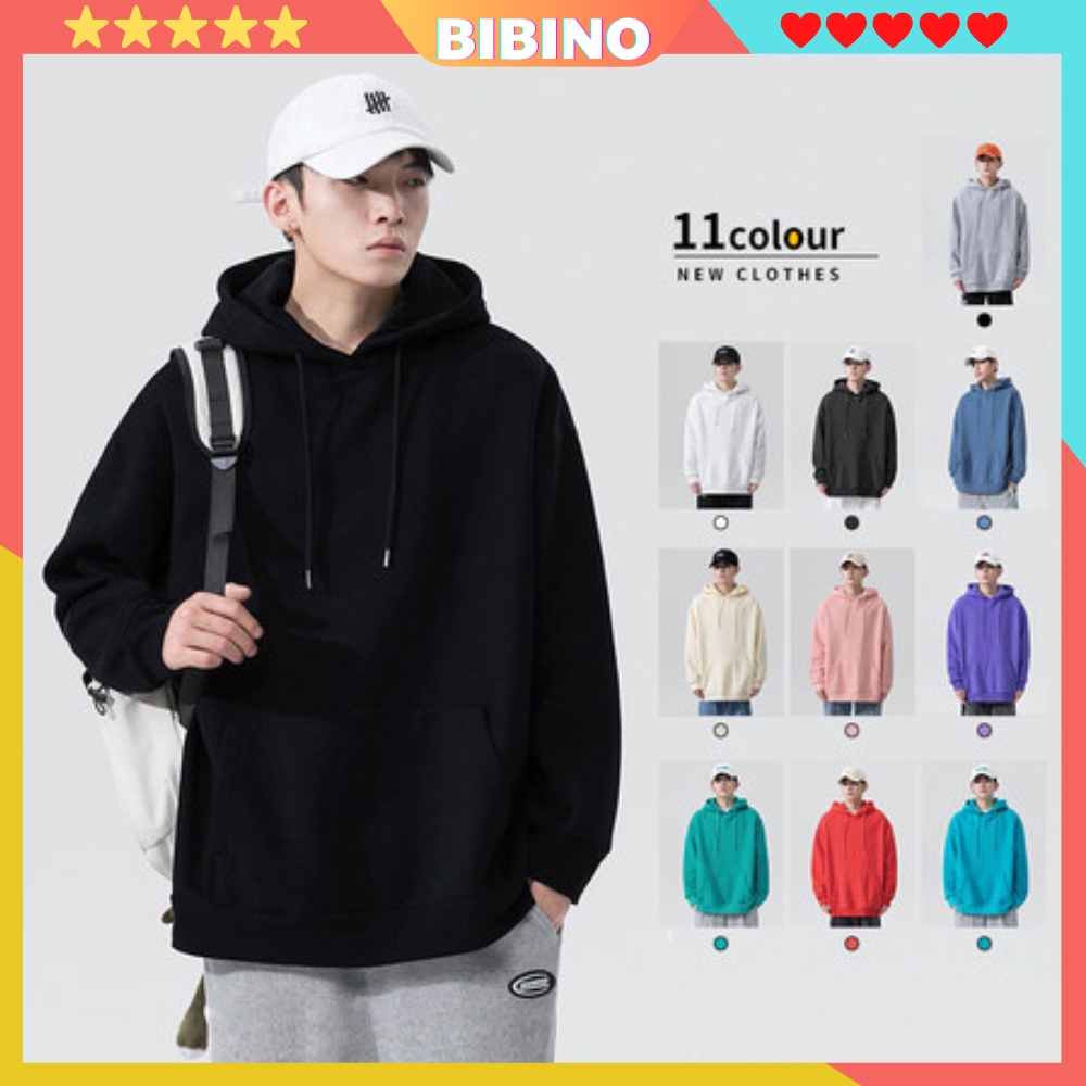 Áo hoodie nam nữ form rộng chất nỉ bông mềm mịn ấm áp ulzzang basic thời trang hàn quốc đi học đẹp cao cấp BIBINO