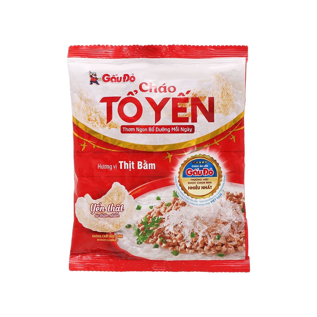 [HSD T11-2023] Combo 5 gói Cháo tổ yến Gấu Đỏ vị thịt bằm 50g/gói