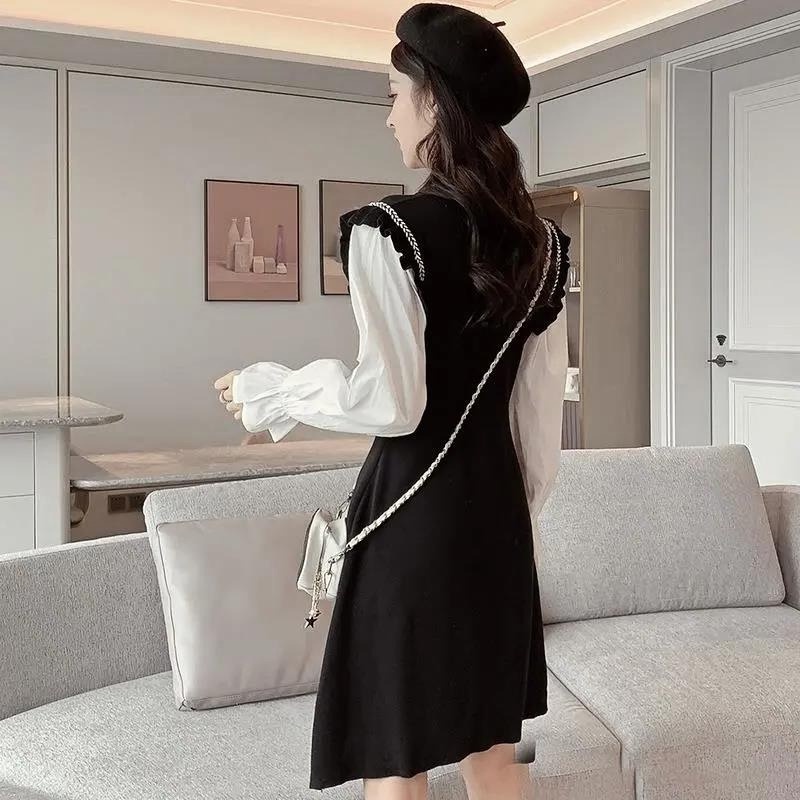 Đầm tay loe phong cách mùa thu Hàn Quốc thanh lịch cho nữ