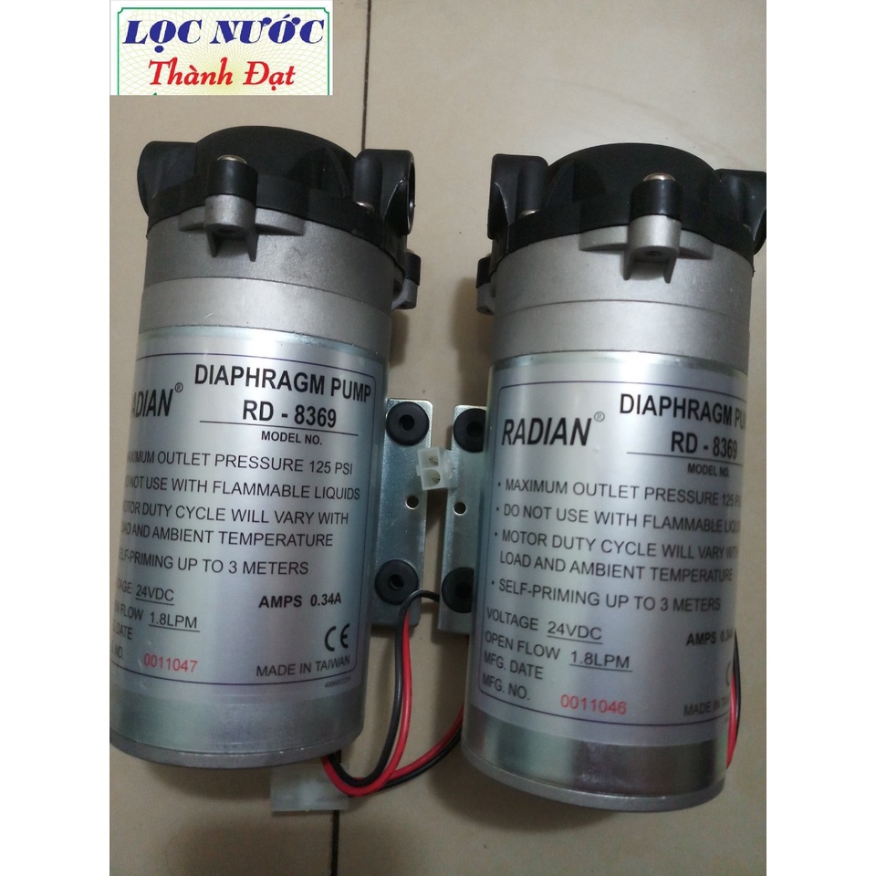 Bơm Tăng áp Radian 8369- made in taiwan 24VDC dành cho máy lọc nước RO- Bơm phun sương