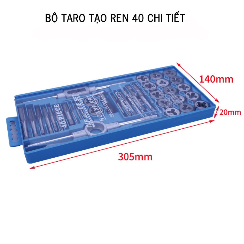 Bộ taro tạo ren đai ốc_ Bộ ta rô ren răng trong và ngoài 40 chi tiết