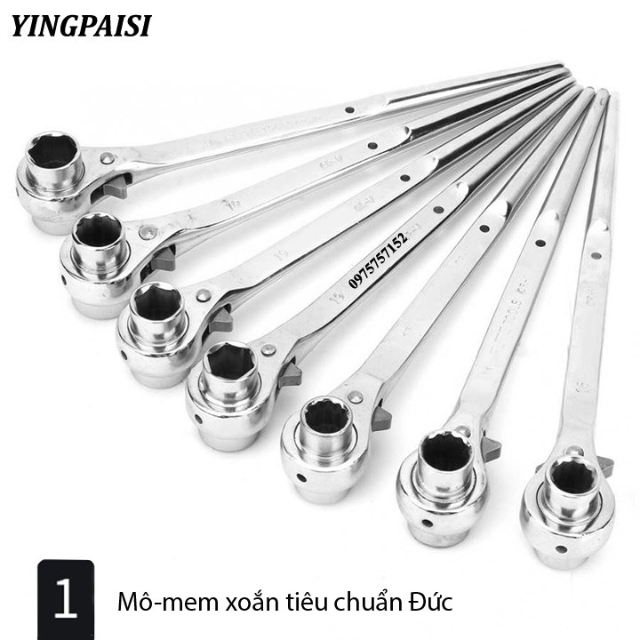 Cờ lê đuôi chuột trắng, cờ lê giàn giáo tự động YINGPAISI thép trắng cao cấp CR-V, tuýp giàn giáo đa năng 2 đầu